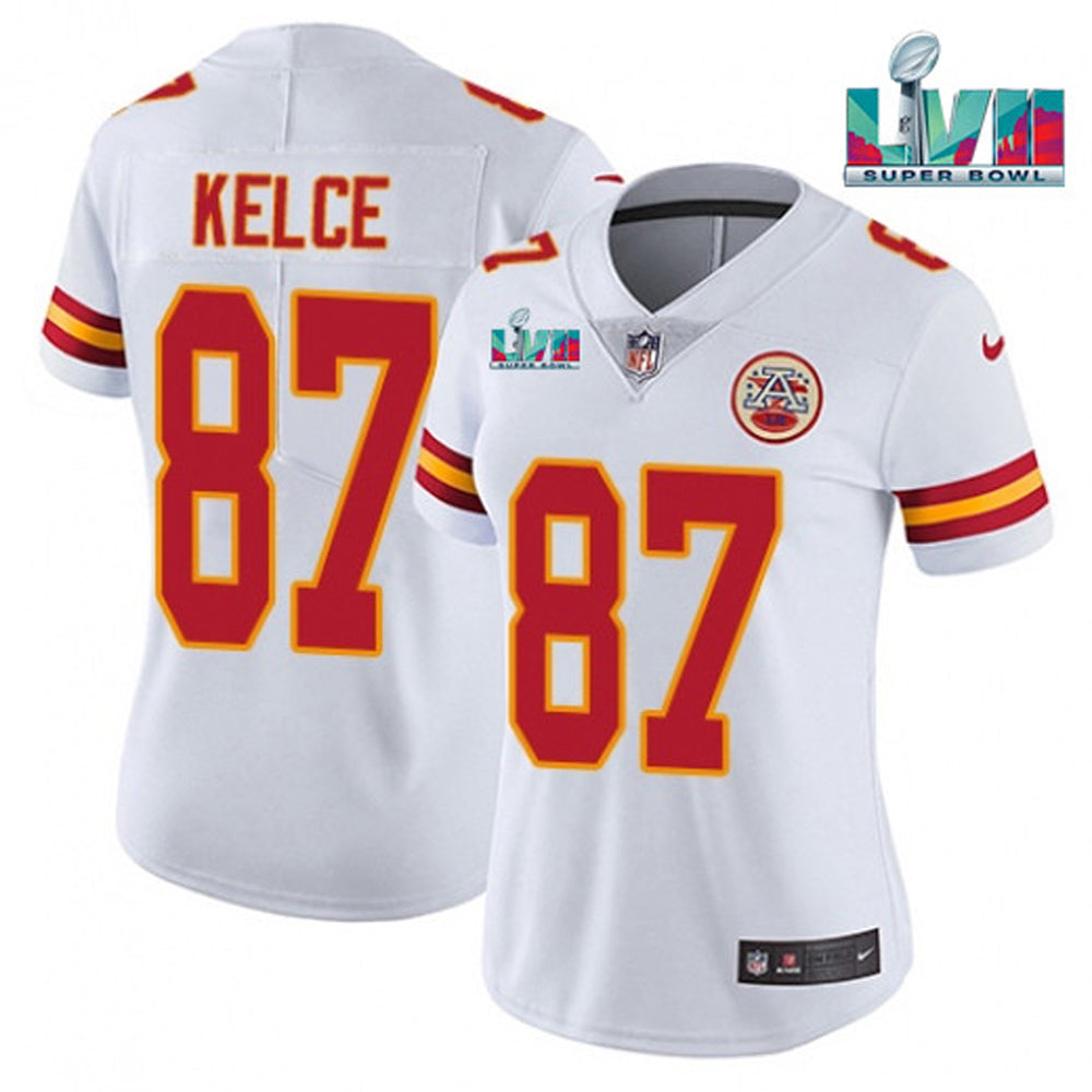 Women's Kansas City Chiefs Travis Kelce Super Bowl 57 Game Vapor Jersey White